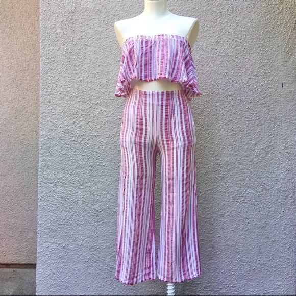 J.D. LUXE ruffle crop top and cropped pant set - Picture 9 of 9